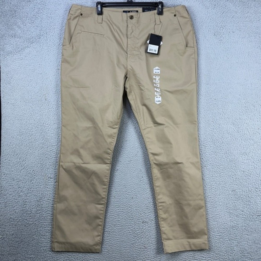 LAPG Men Terrain Flex Chino Pants 40X32 Tan Khaki Flat Front Straight Casual NEW